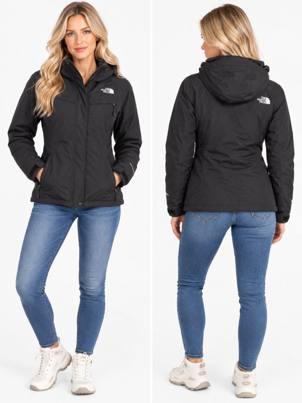 The North Face HyVent Insulated Winter Jacket Women's Black XS Waterproof Hooded